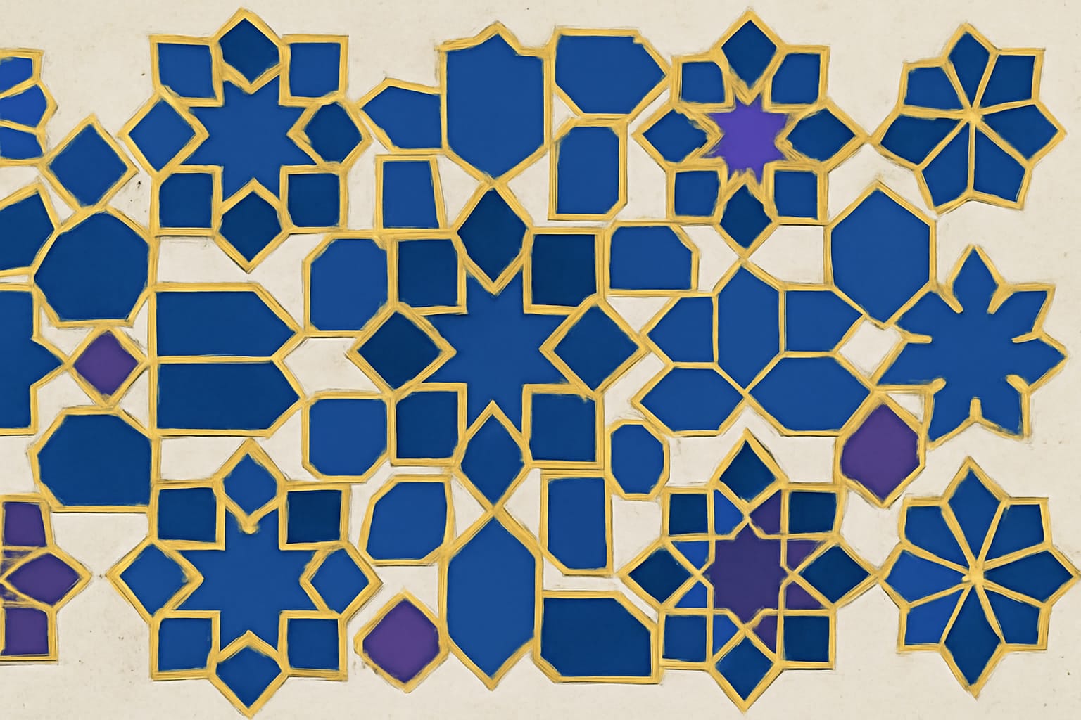 Editorial illustration in zellij-islamic-geometric style depicting a zellij unit tableau of canonical UCUM codes by category